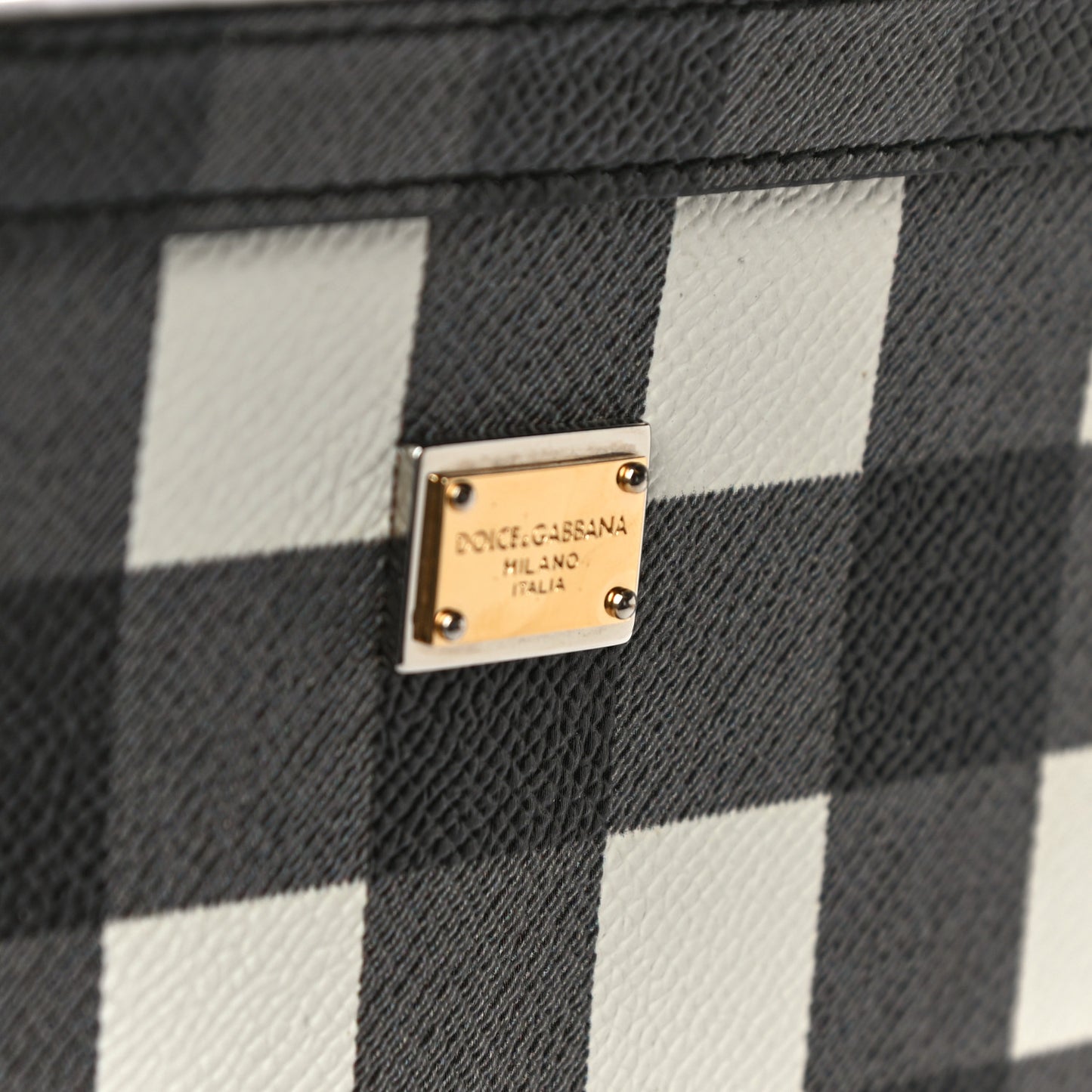 Dauphine Print Checker Medium Miss Sicily Satchel Black White