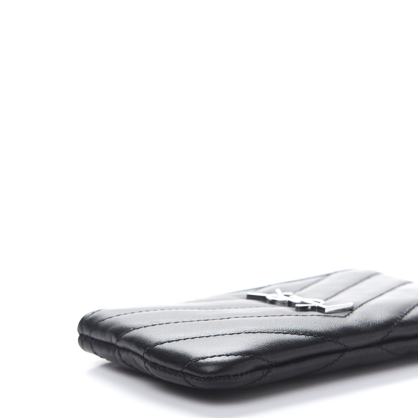 Calfskin Matelasse Monogram Key Pouch Black