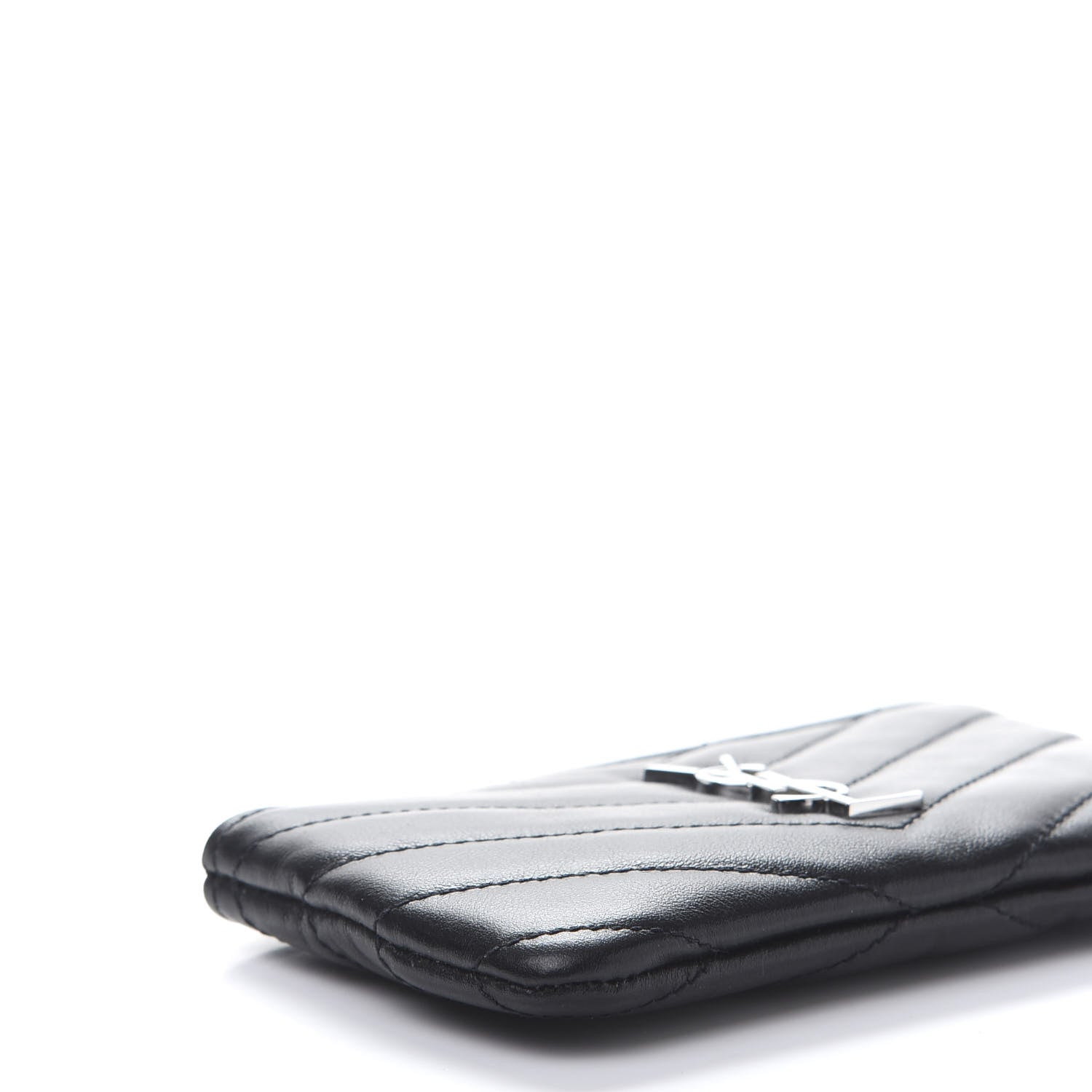 Saint Laurent Calfskin Matelasse Monogram Key Pouch Black 7 of 11