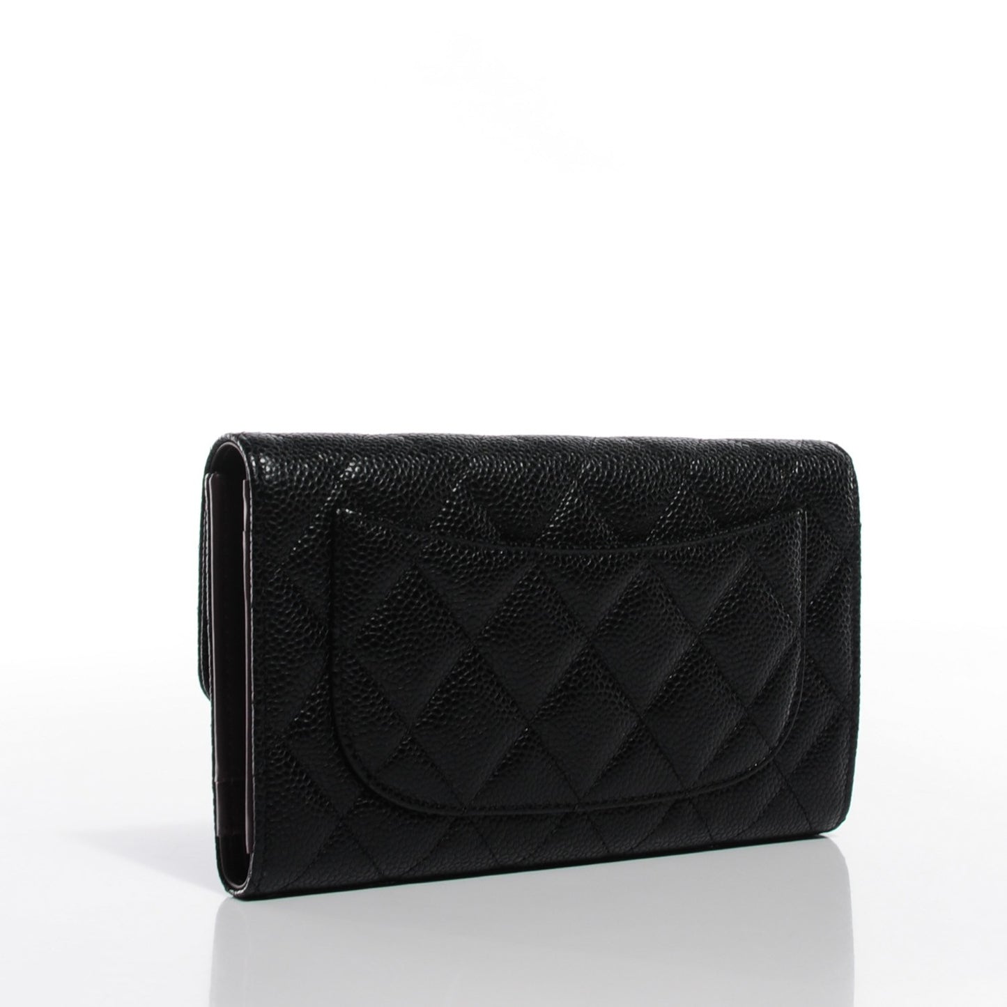 Caviar Quilted Large Flap Wallet Black