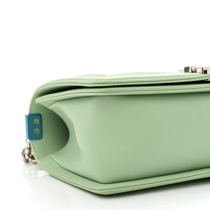 Chanel Calfskin Chevron Quilted Medium Boy Flap Green 8 of 9