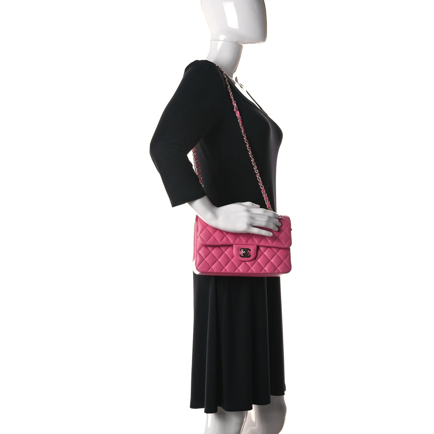 Lambskin Quilted Small Double Flap Pink