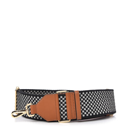 Fendi Ribbon Vitello King Logo Embossed Gingham Woven Adjustable Strap You Panna Black Cuoio 3 of 5