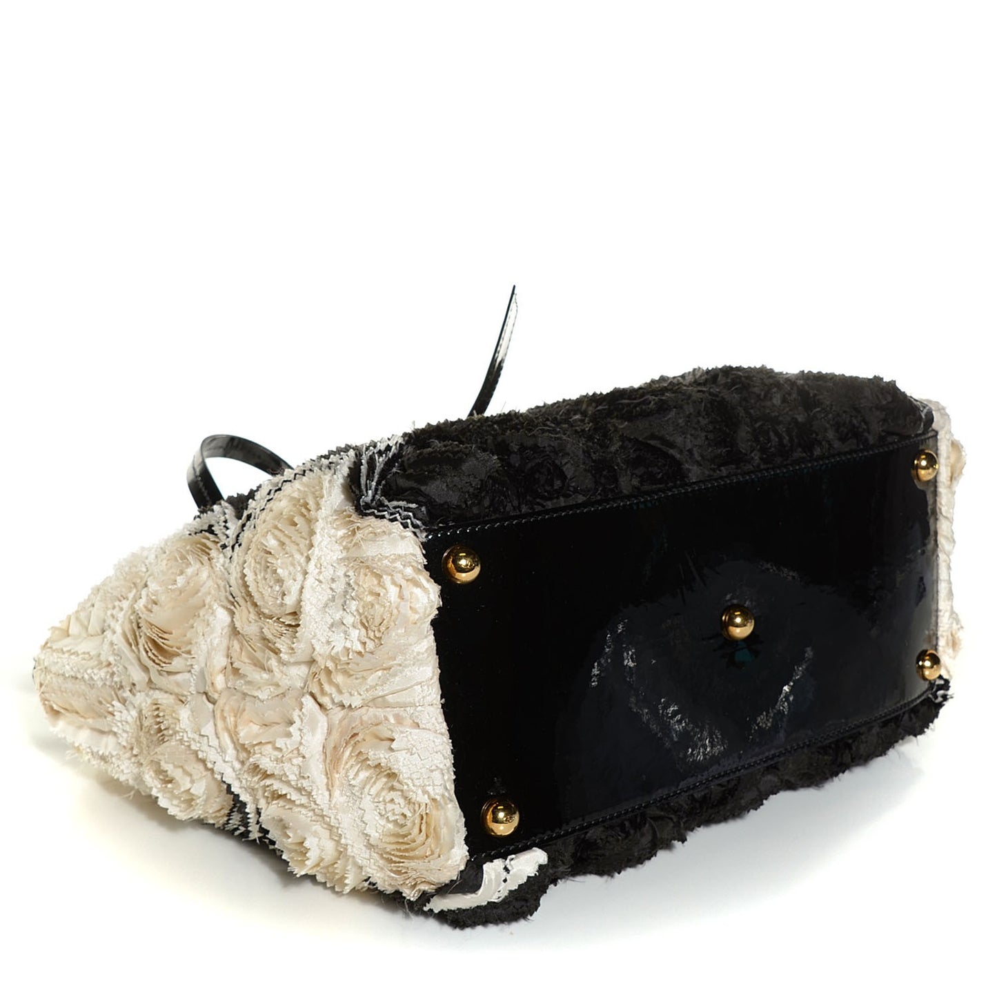 Silk Georgette Rosier Small Tote Ivory Black