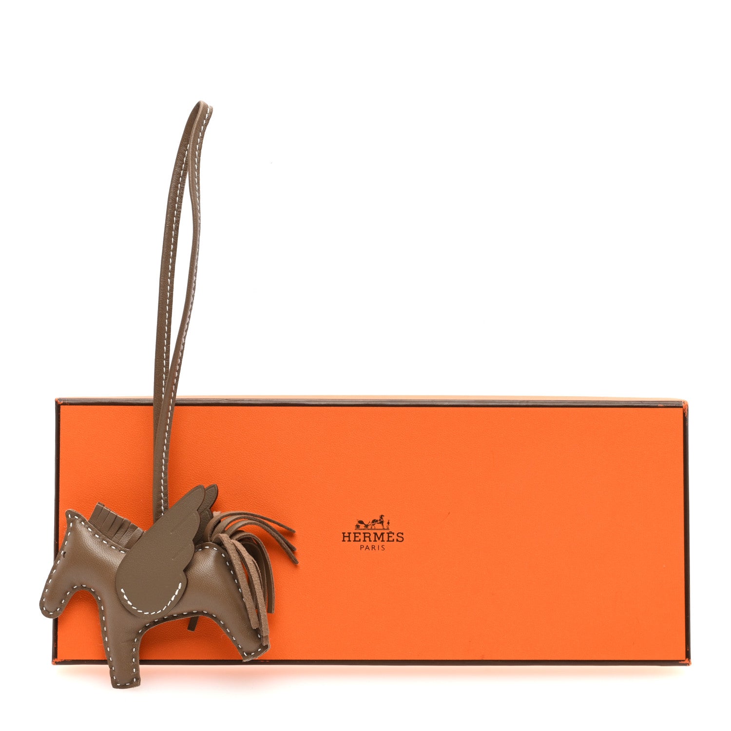 Hermes Milo Lambskin Grigri Rodeo Pegase Horse Bag Charm PM Etoupe 5 of 5