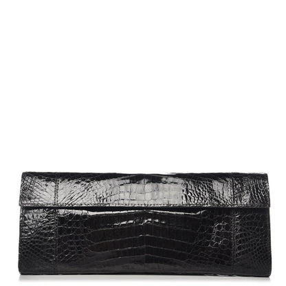 Nancy Gonzalez Glossy Crocodile Foldover Clutch Black 1 of 6