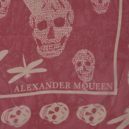 Alexander McQueen Silk Skull Dragonfly Scarf Red Ivory 4 of 6