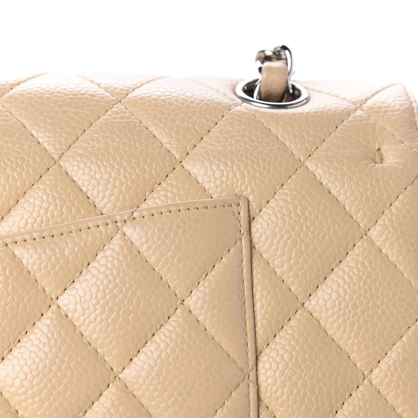 Caviar Quilted Medium Double Flap Beige Clair