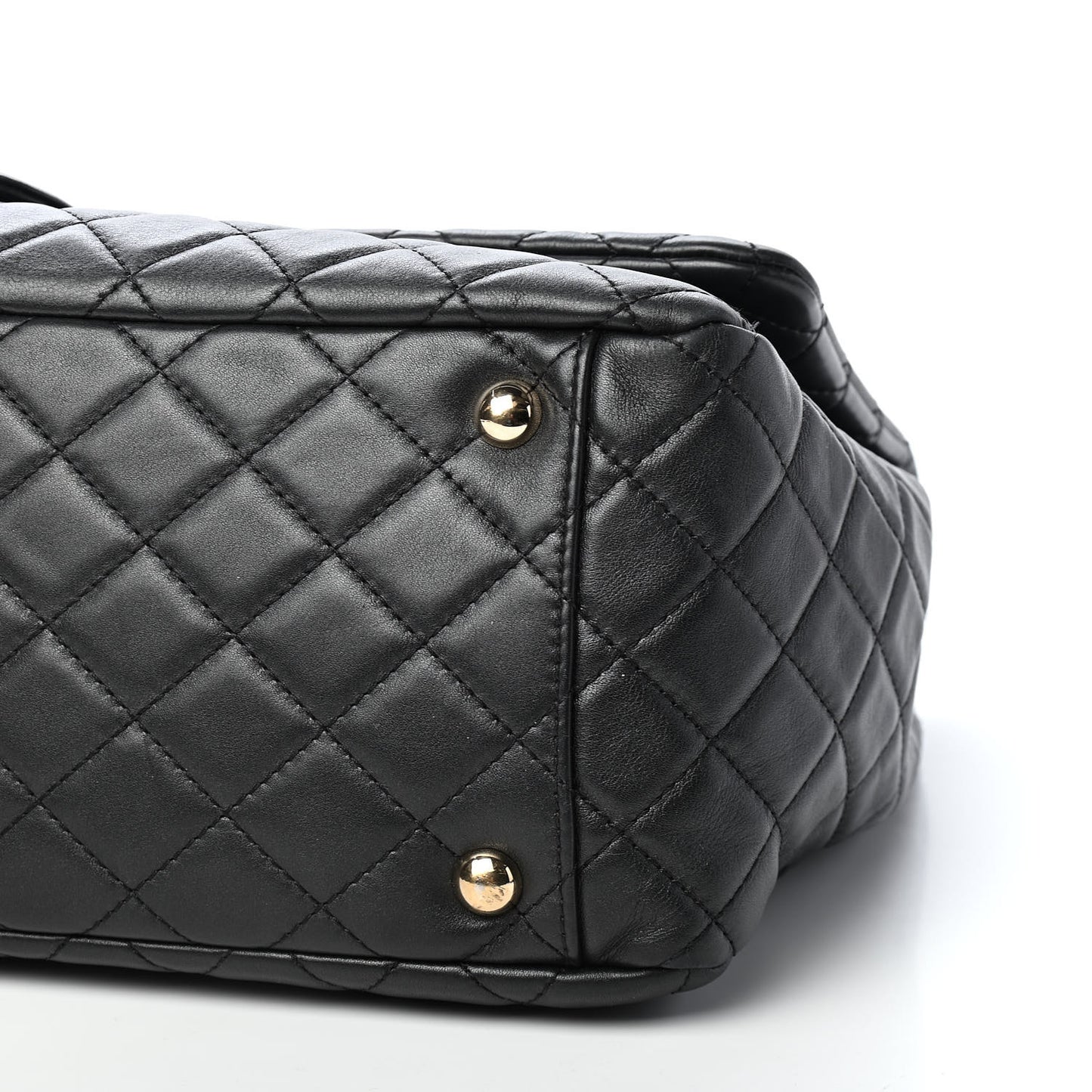 Calfskin Quilted XXL Travel Flap Bag Black