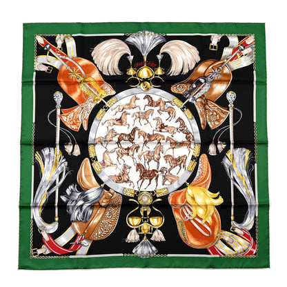 Hermes Silk Cavalcades Scarf 90 Vert Black Brun 1 of 5