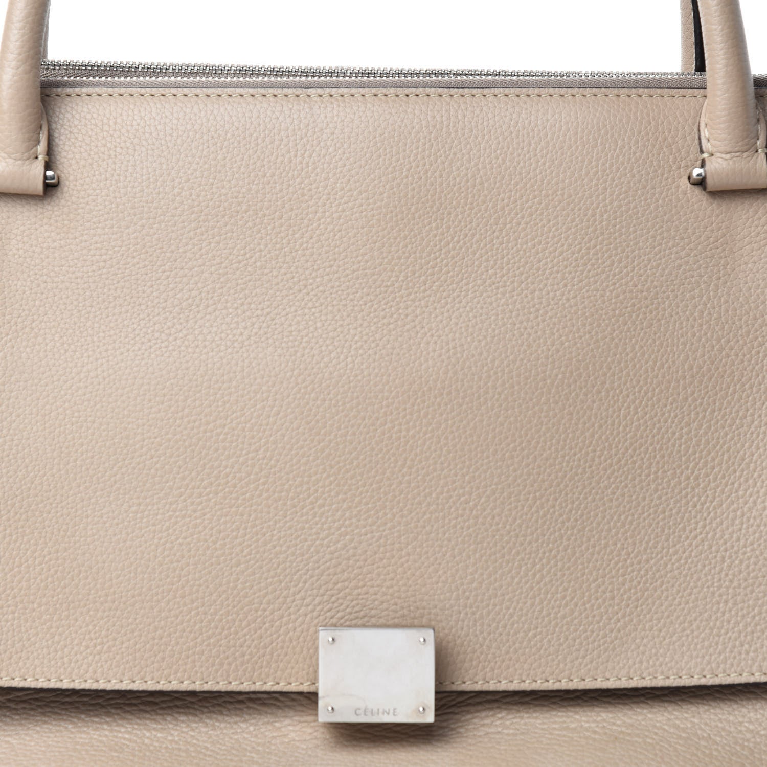Celine Drummed Calfskin Suede Double Zip Trapeze Sand 12 of 12