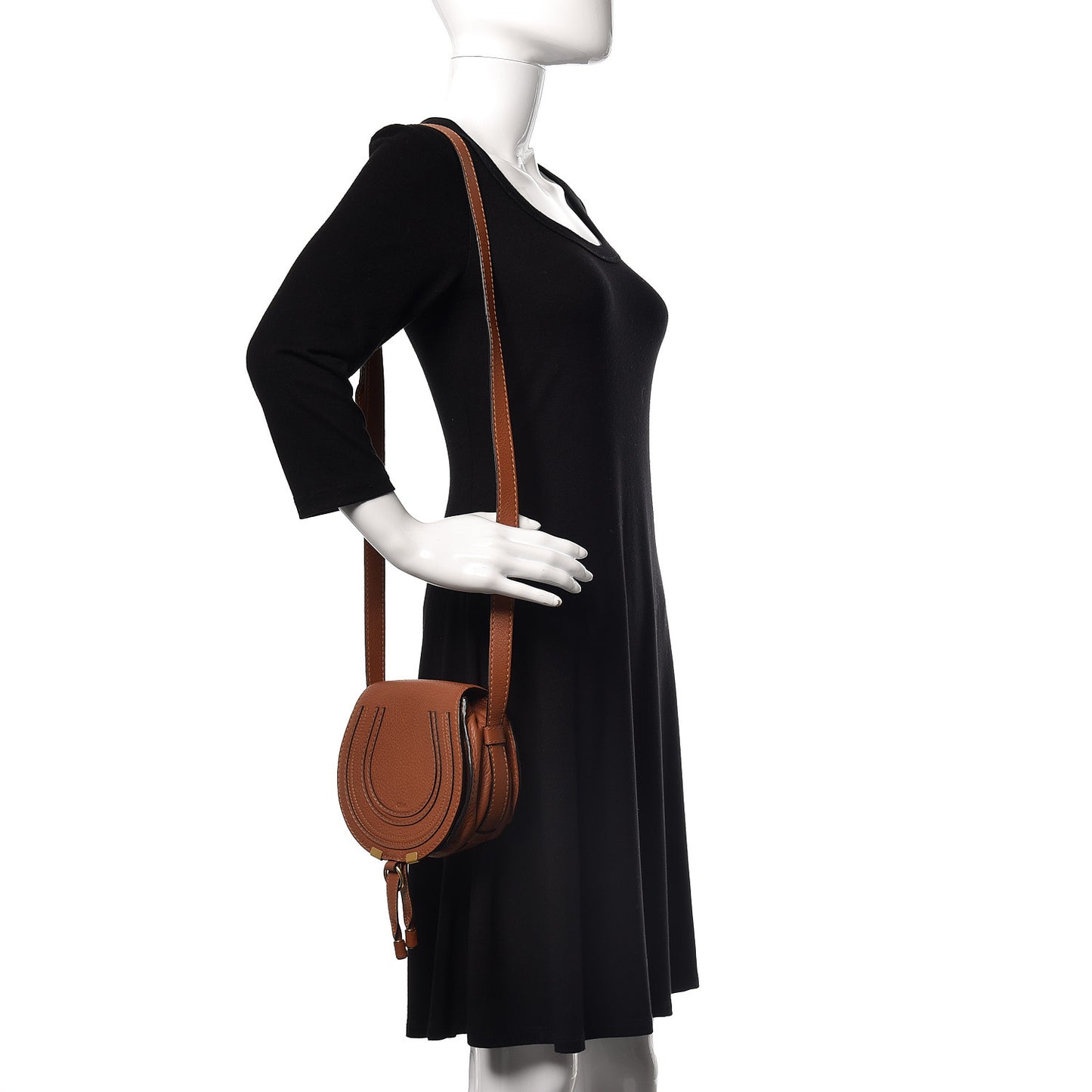 Calfskin Mini Marcie Round Crossbody Bag Tan