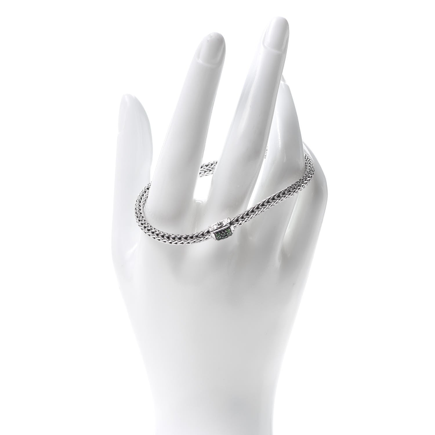John Hardy Sterling Silver Tsavorite 5mm Classic Chain Bracelet 2 of 5