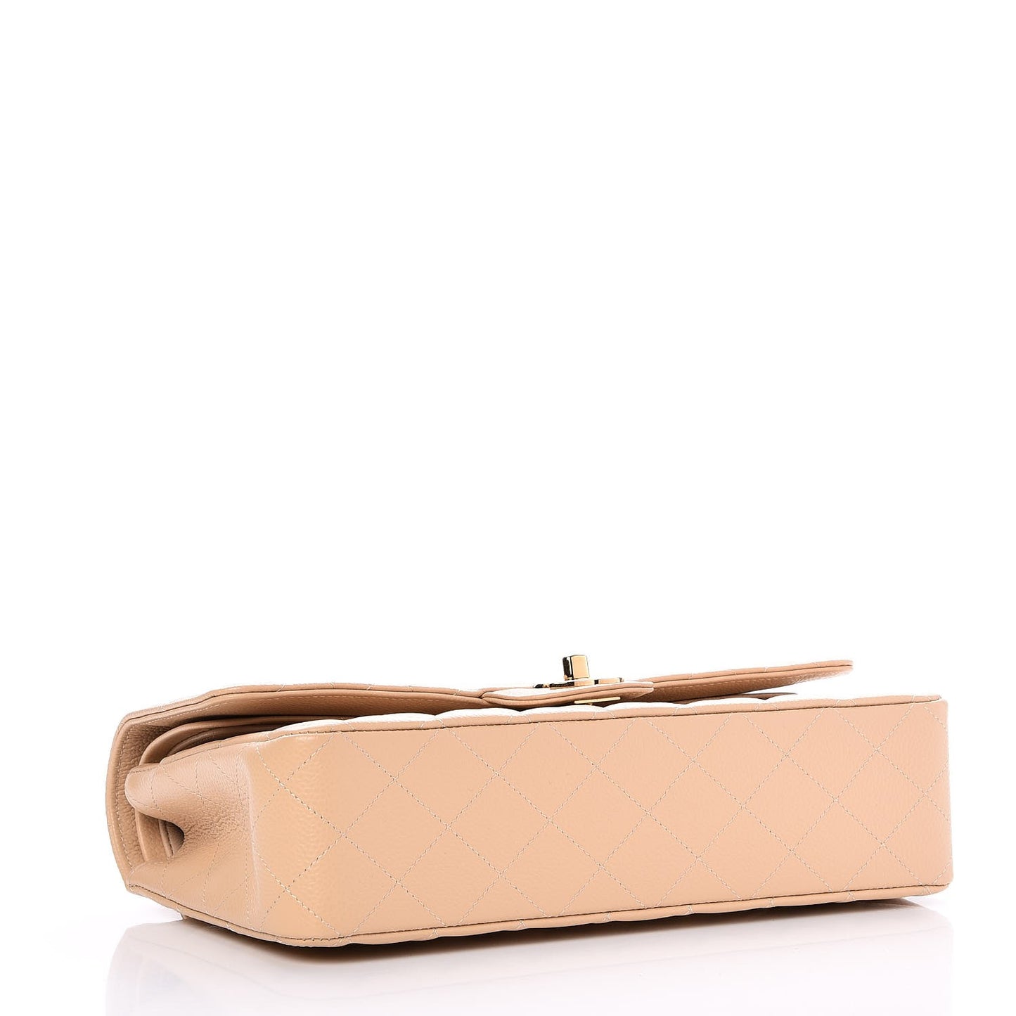 Caviar Quilted Medium Double Flap Beige Clair