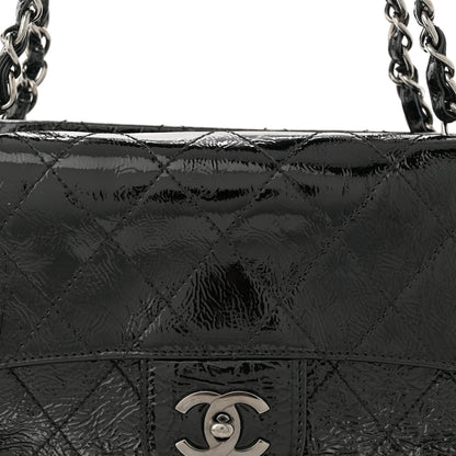 Chanel Distressed Patent Quilted Small Ritz Flap Bag Black 9 of 11