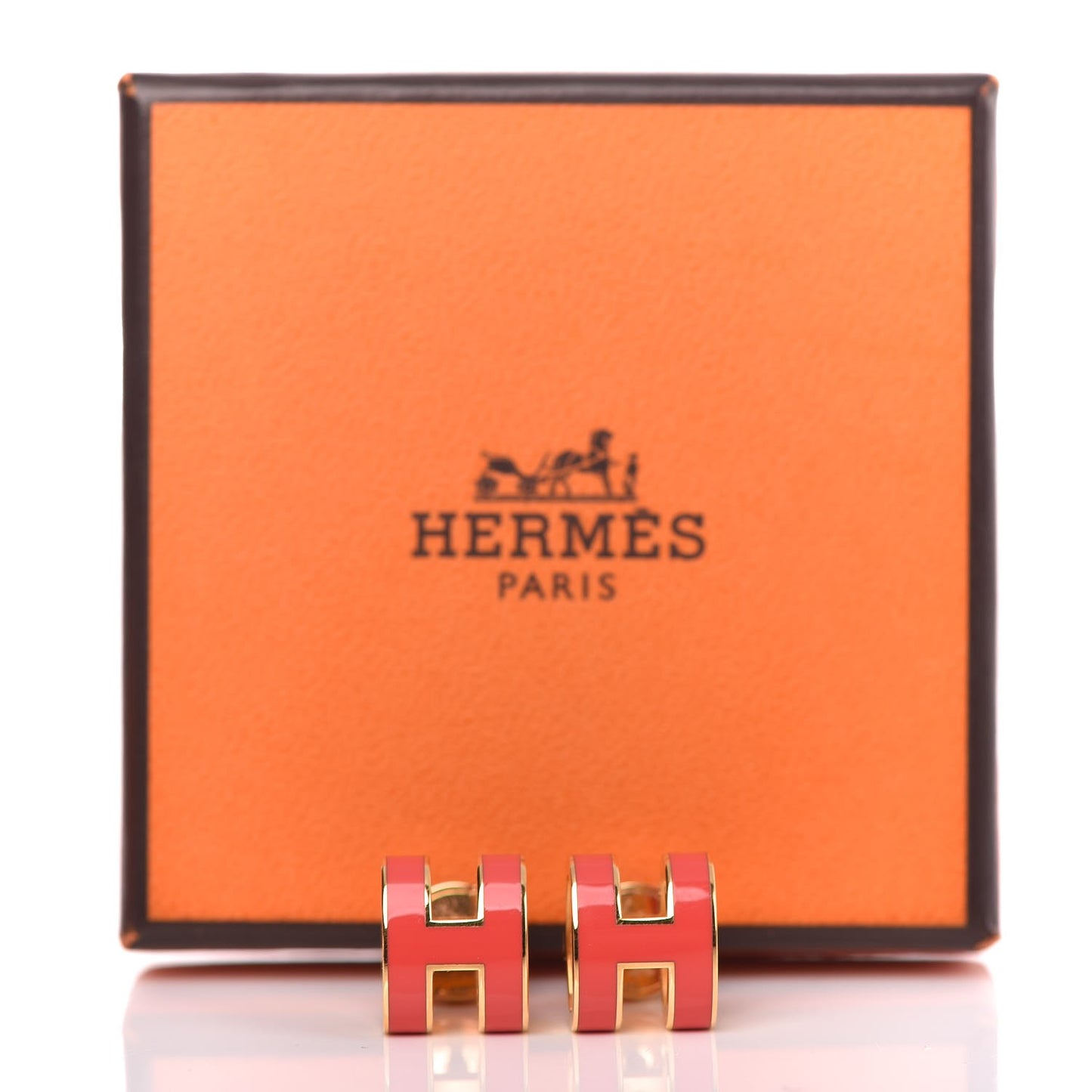Gold Lacquered Pop H Earrings