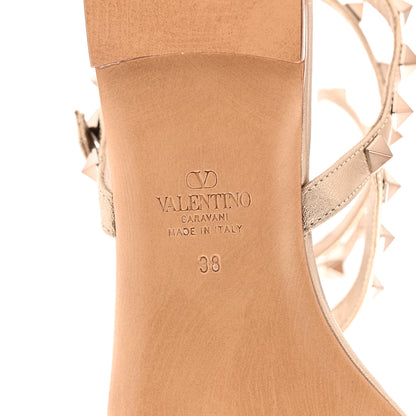Valentino Garavani Nappa Rockstud Ankle Strap Flat Thong Sandals 38 Skin 9 of 12