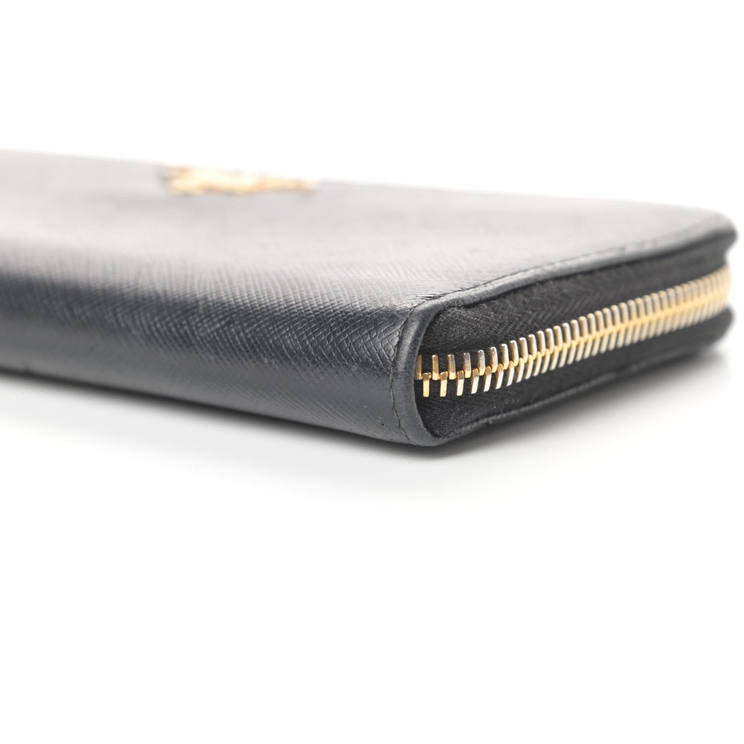 Saffiano Metal Zip Around Wallet Black