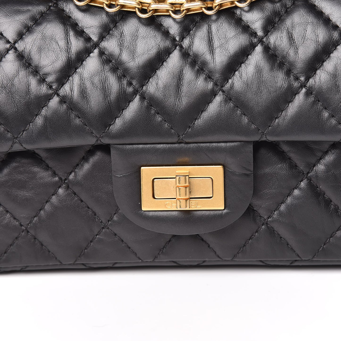 Aged Calfskin Quilted 2.55 Reissue 224 Flap Black