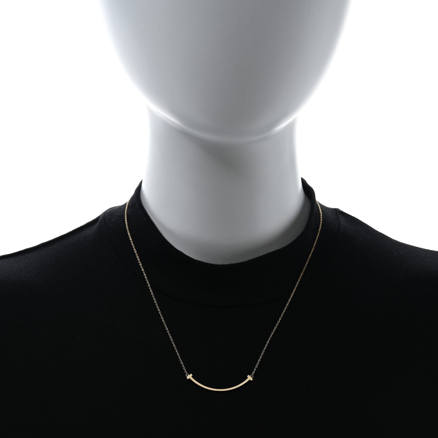 18K Yellow Gold Small T Smile Pendant Necklace
