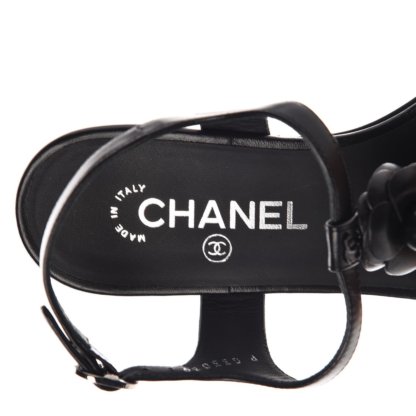 Lambskin Camellia Thong Sandals 37.5 Black