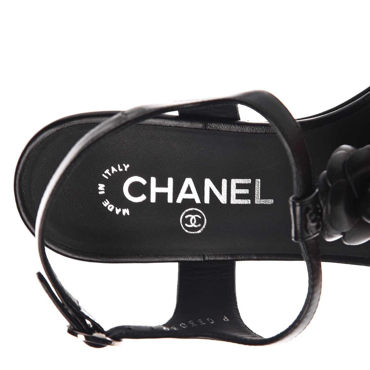 Chanel Lambskin Camellia Thong Sandals 37.5 Black 7 of 9