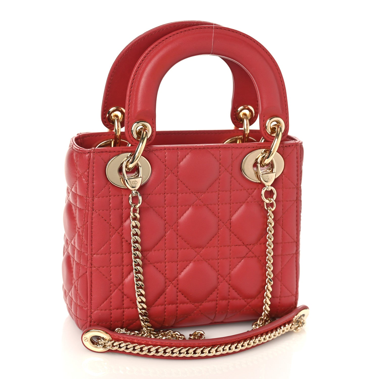 Christian Dior Lambskin Cannage Mini Lady Dior Coral 3 of 8