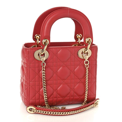 Christian Dior Lambskin Cannage Mini Lady Dior Coral 3 of 8