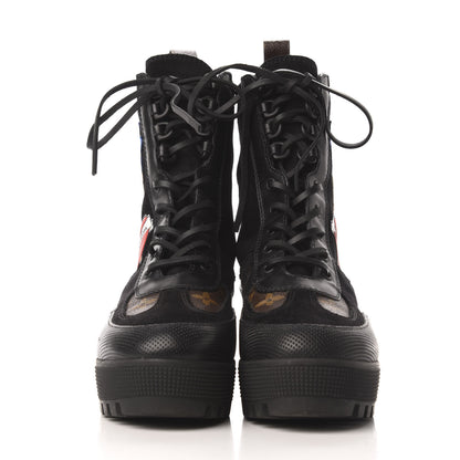 Louis Vuitton Suede Calfskin Monogram LV Black Heart Laureate Platform Desert Boots 38.5 Black 2 of 8