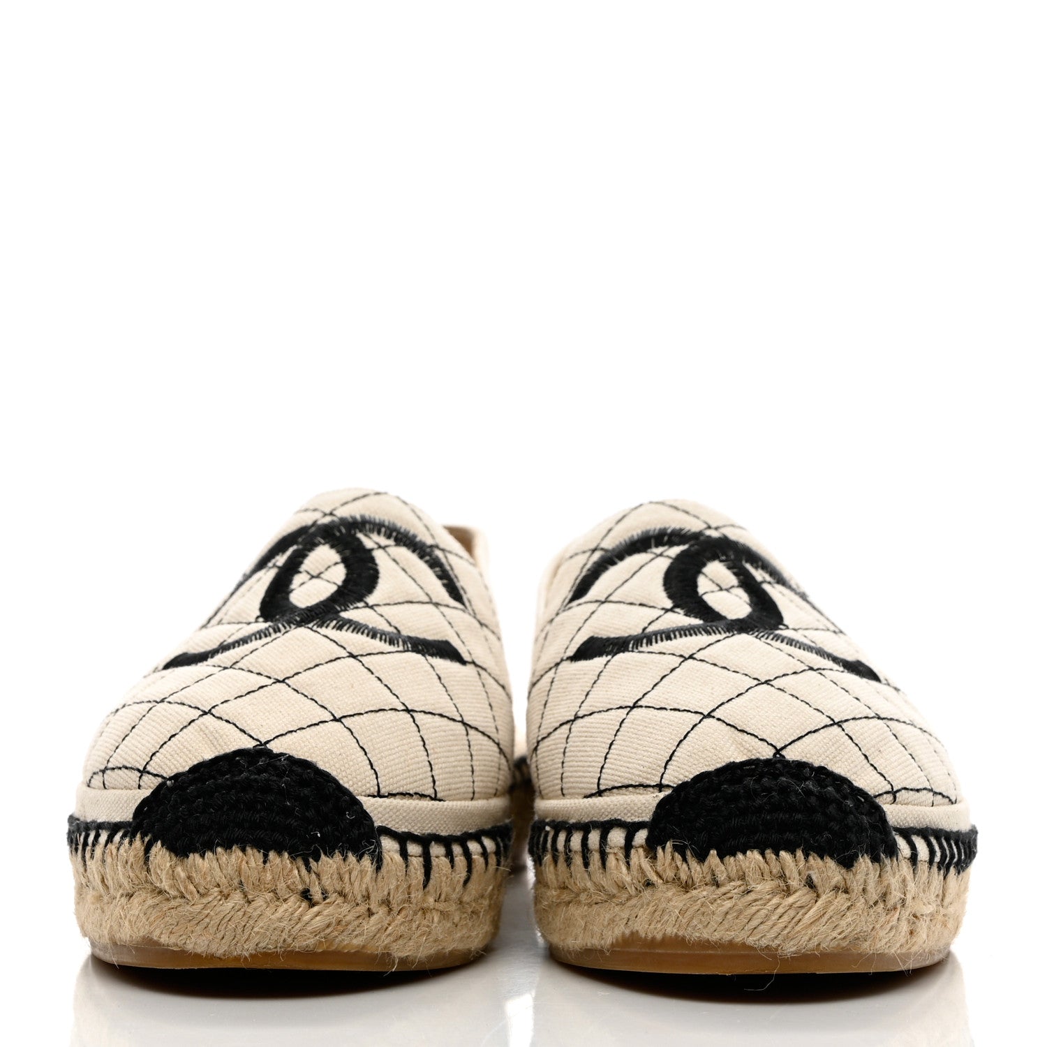 Chanel Fabric Biarritz CC Espadrilles 39 Beige Black 2 of 9
