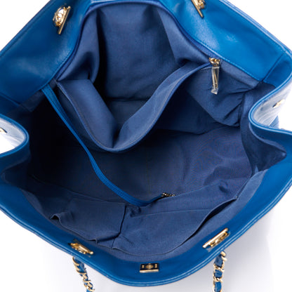 Chanel Lambskin Quilted Large Classic Shopping Tote Blue 5 of 11