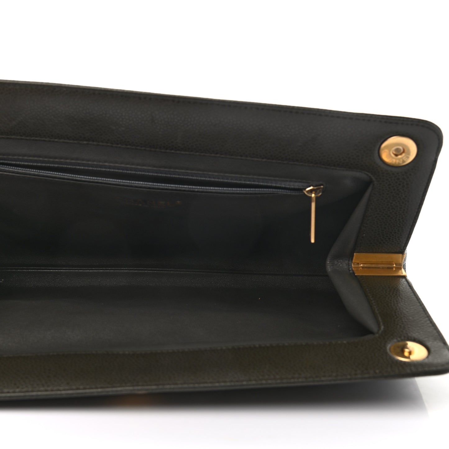 Caviar Quilted Clutch Dark Khaki