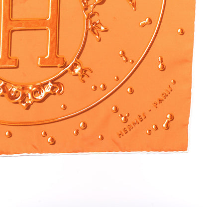 Hermes Silk Vif Argent Pocket Square Scarf Orange 5 of 7