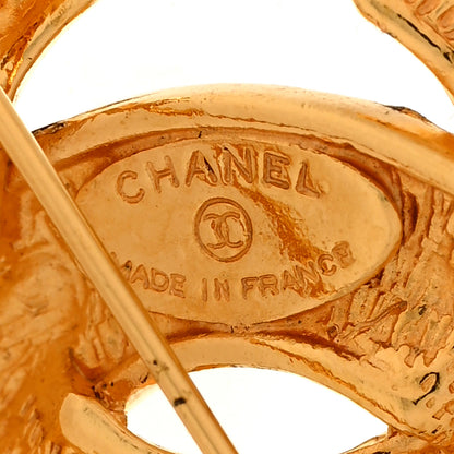 Chanel Metal Quilted Large CC Brooch Gold 3 of 4