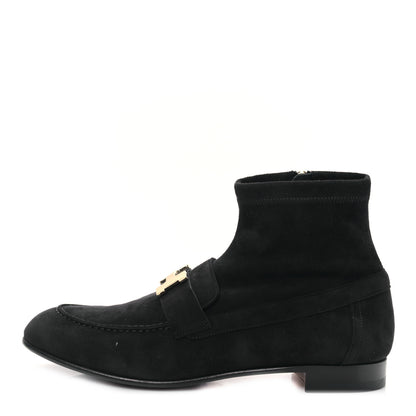 Hermes Stretch Velvet Goatskin Saint Honore Ankle Boots 37 Black 1 of 8