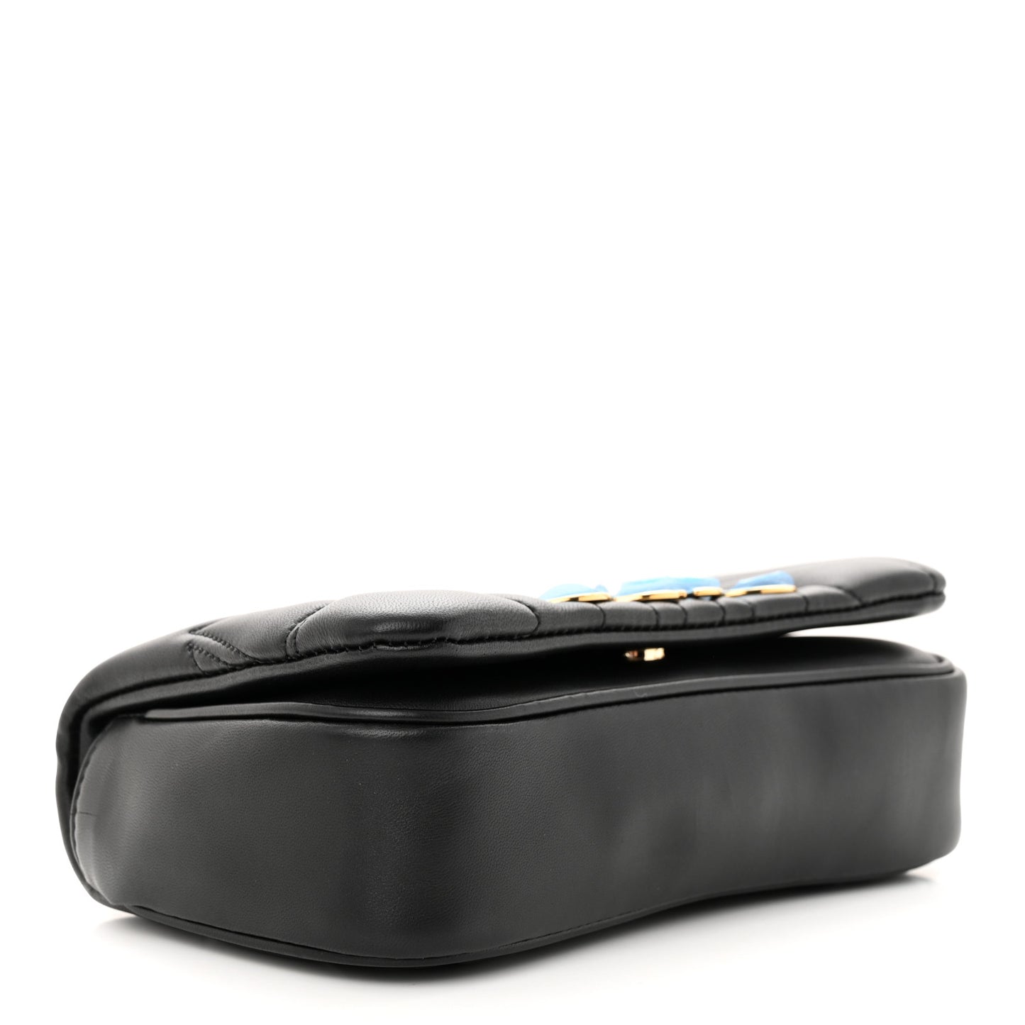 Calfskin Quilted Small The Seal Chain Shoulder Bag Black