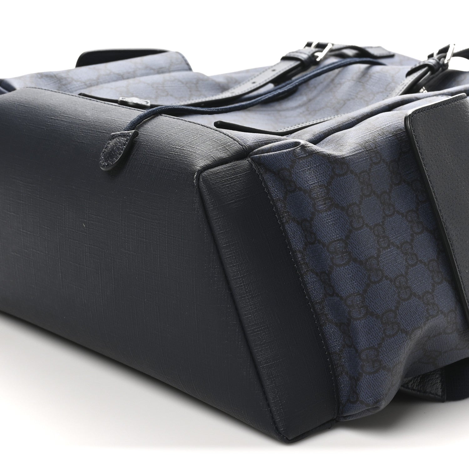 Gucci GG Supreme Monogram Textured Dollar Calfskin Medium Ophidia Double Buckle Backpack Blue Dark Blue Black 9 of 9