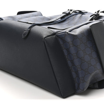 Gucci GG Supreme Monogram Textured Dollar Calfskin Medium Ophidia Double Buckle Backpack Blue Dark Blue Black 9 of 9