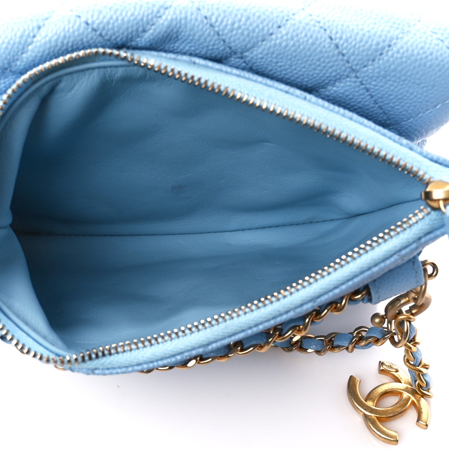 Chanel Shiny Caviar Pick Me Up Flap Belt Bag Light Blue 9 of 14