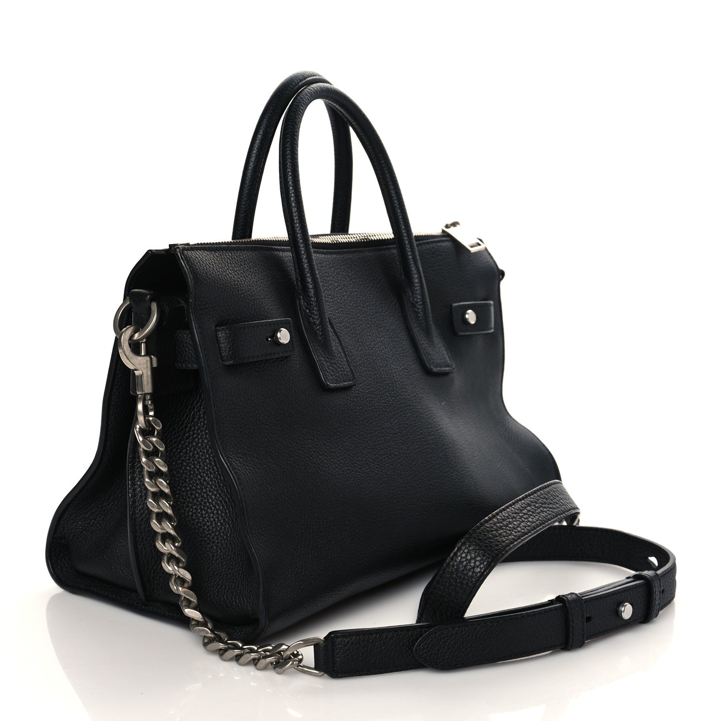 Grained Calfskin Small Supple Sac De Jour Duffle Black