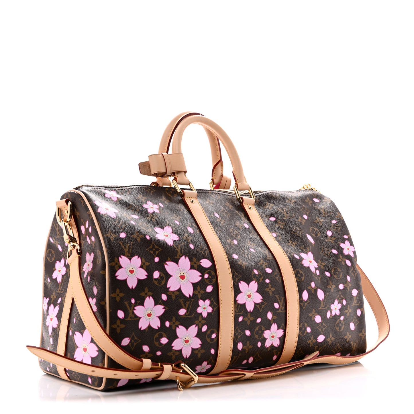 LV X TM Monogram Cherry Blossom Keepall Bandouliere 45 Sakura Brown