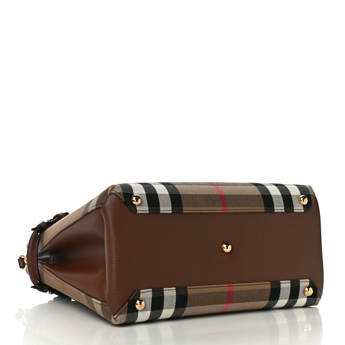 House Check Grainy Calfskin Medium Banner Tote Brown