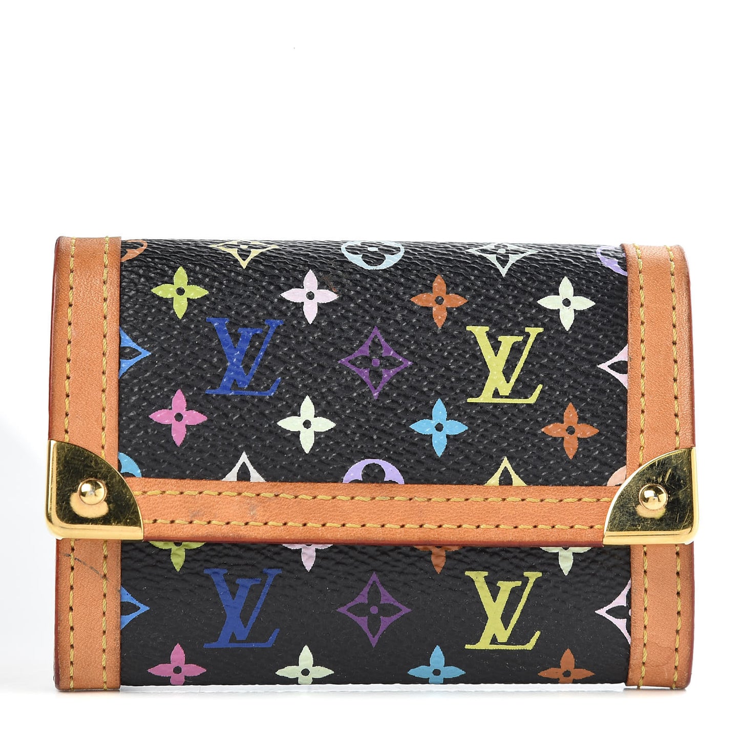Monogram Multicolor Porte-Monnaie Plat Coin Purse Black