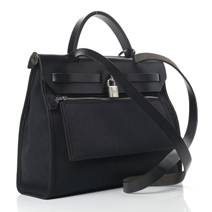 Hermes Military Toile Vache Hunter Herbag Zip PM 31 Black 4 of 13