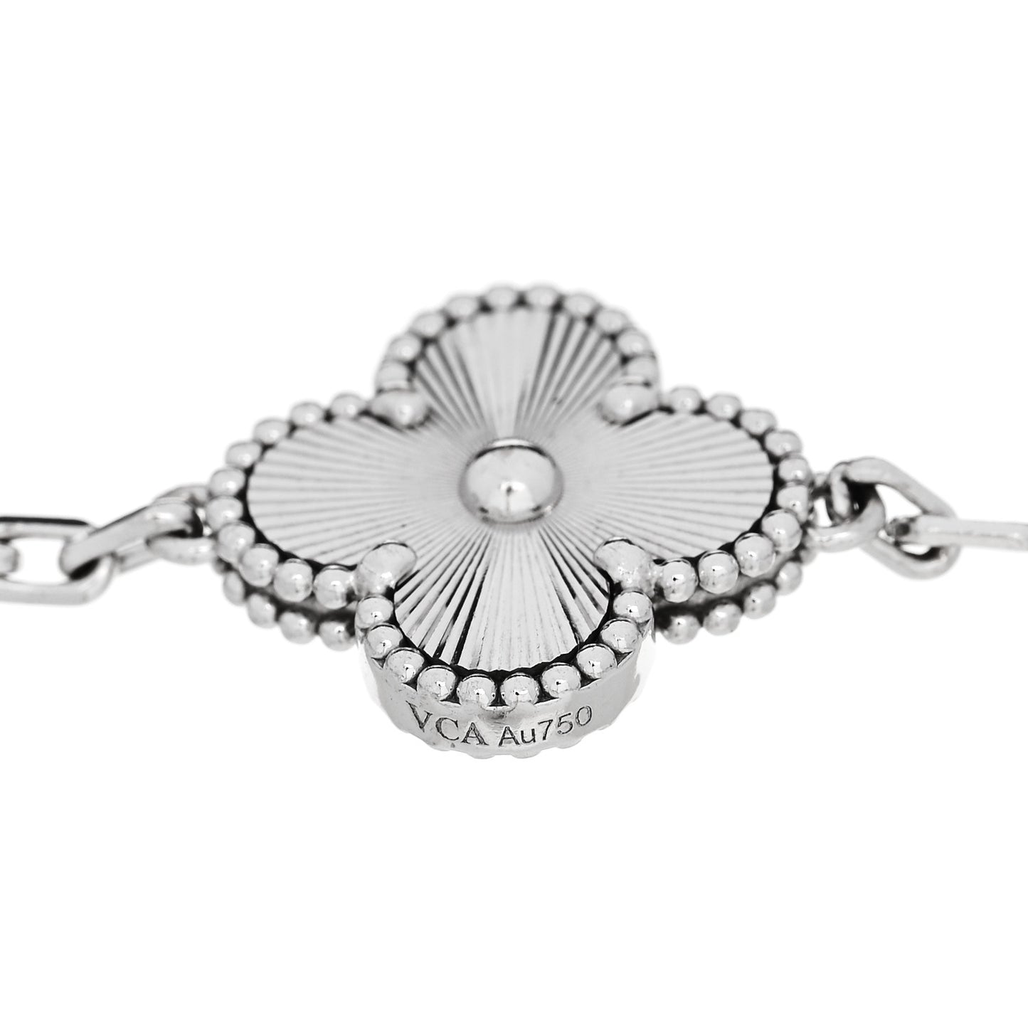 18K White Gold 5 Motifs Guilloche Vintage Alhambra Bracelet