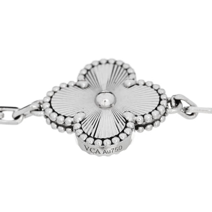 Van Cleef & Arpels 18K White Gold 5 Motifs Guilloche Vintage Alhambra Bracelet 4 of 5