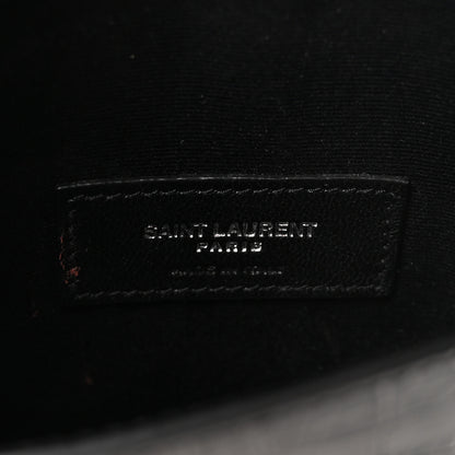 Saint Laurent Calfskin Crocodile Embossed Monogram Small Uptown Pouch Black 6 of 6