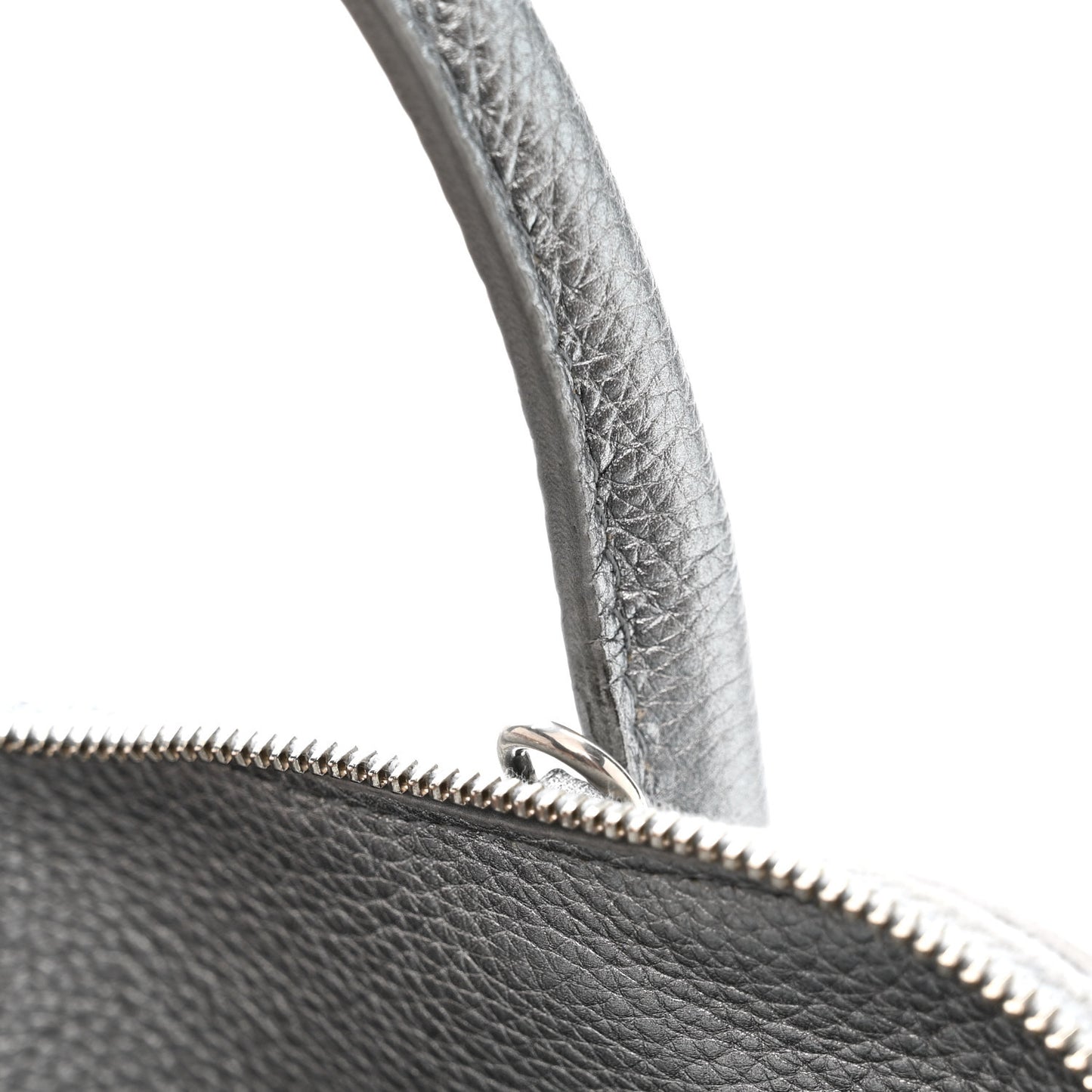 Metallic Calfskin LED Logo Projector Top Handle Bag Silver