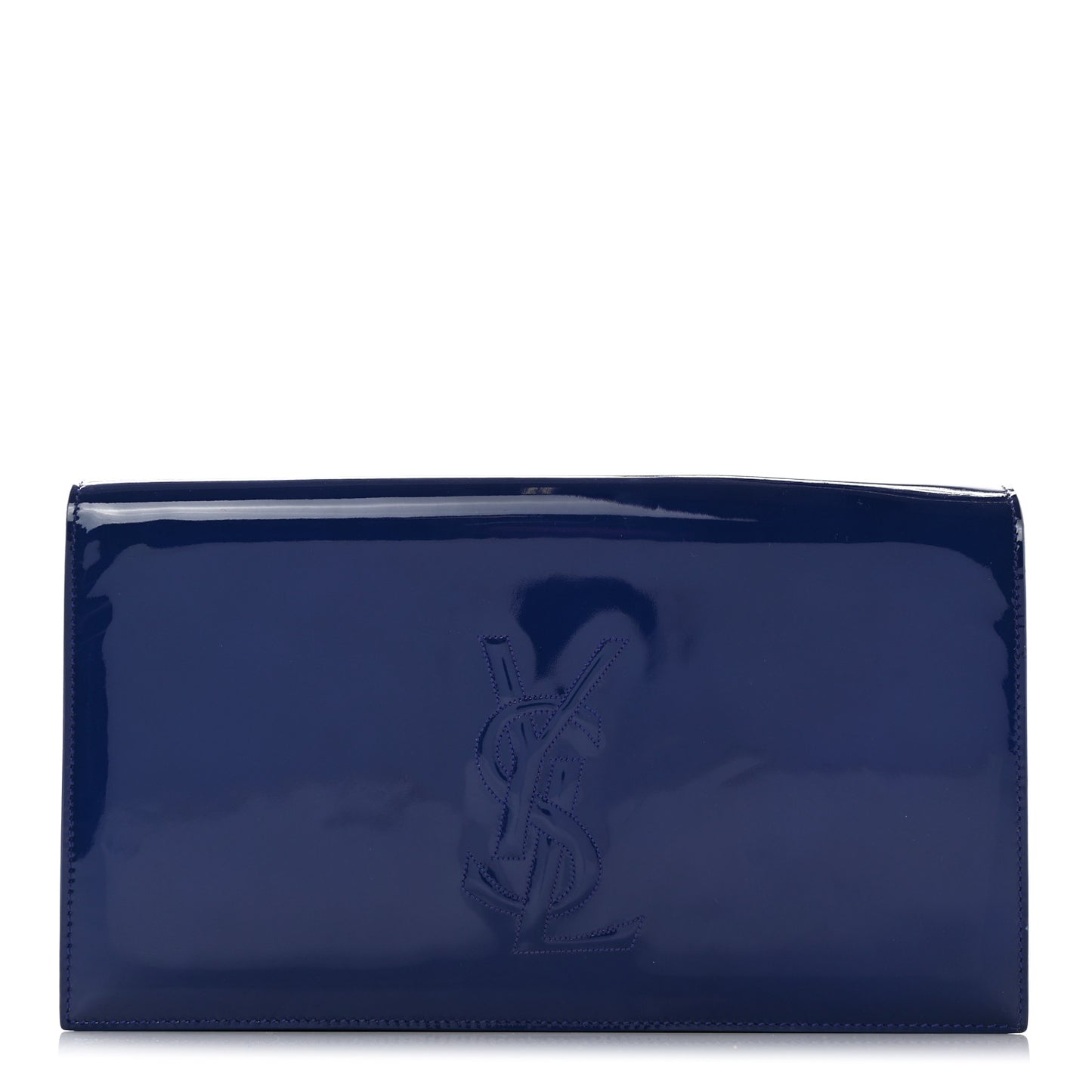 Patent Calfskin Monogram Large Belle De Jour Clutch Royal Blue