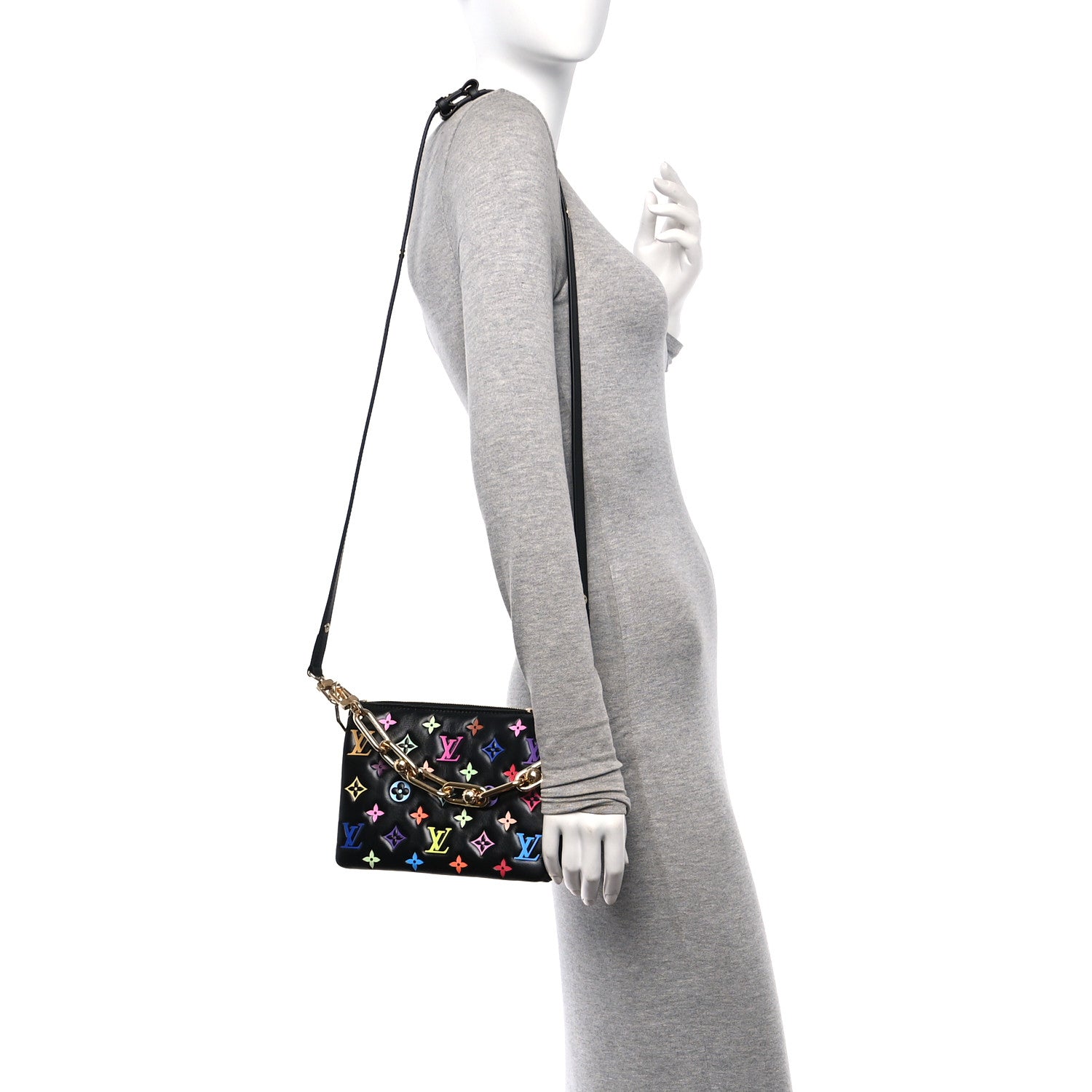 Louis Vuitton LV X TM Lambskin Embossed Monogram Coussin BB Black Multicolor 2 of 12